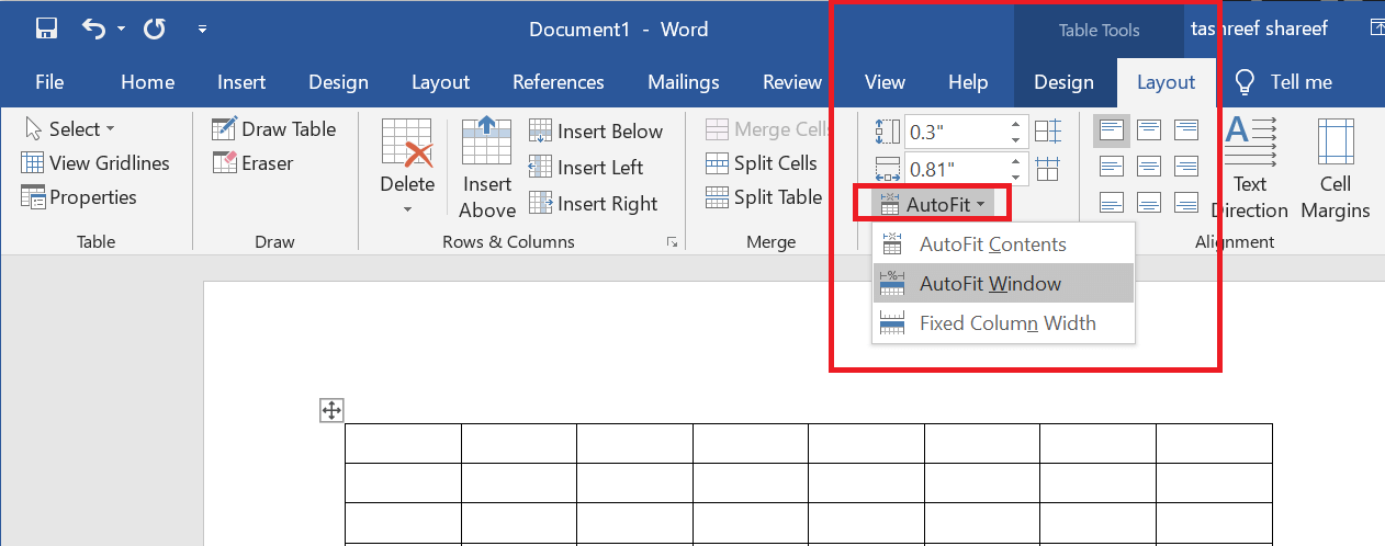 adjust column width in a table microsoft word 2016 for mac